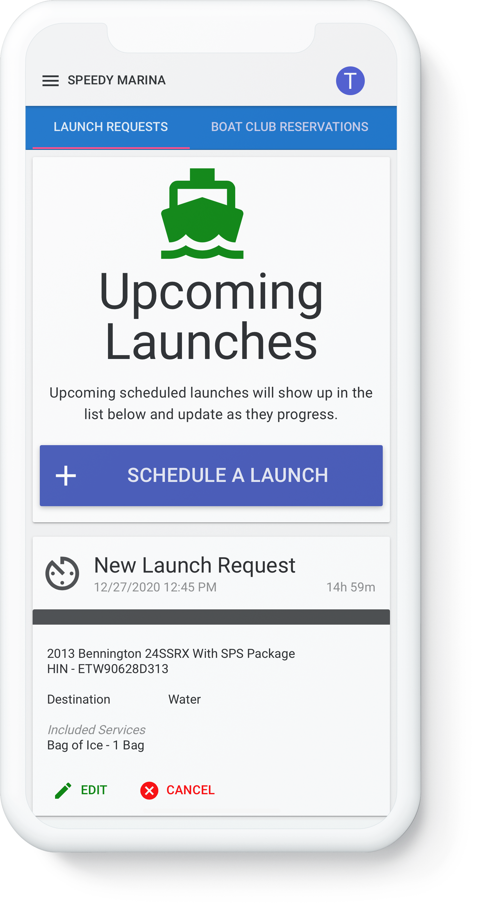 Boat club and dry stack marina customer app