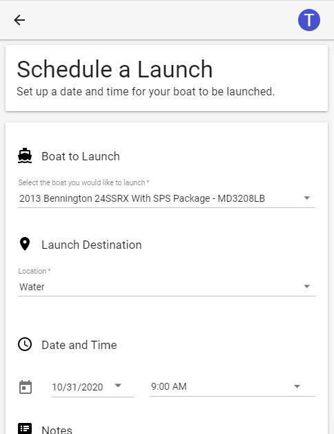 Screenshot of Schedule Launches